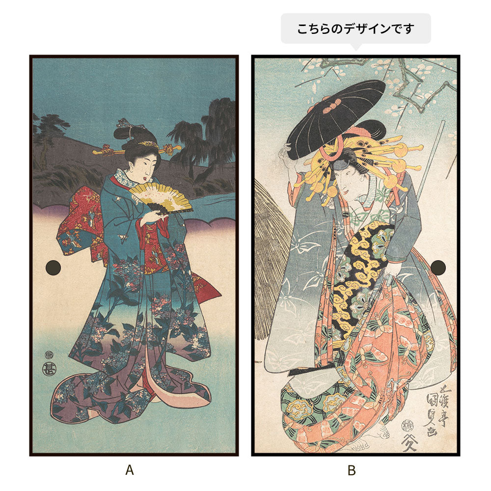 ふすまリメイクシート 拭けるシールタイプ つながる2柄 歌川国貞 岩井粂三郎 (約185cm×100cm)