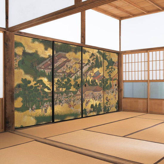 ふすまリメイクシート 消臭シールタイプ つながる4柄 伊勢物語 賀茂神社競馬 A (約185cm×94cm)