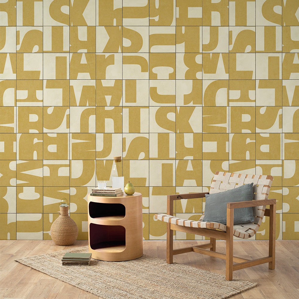 水だけで貼れる壁紙 Hattan ハッタン WALLN レターブロック HLB-04 6枚セット