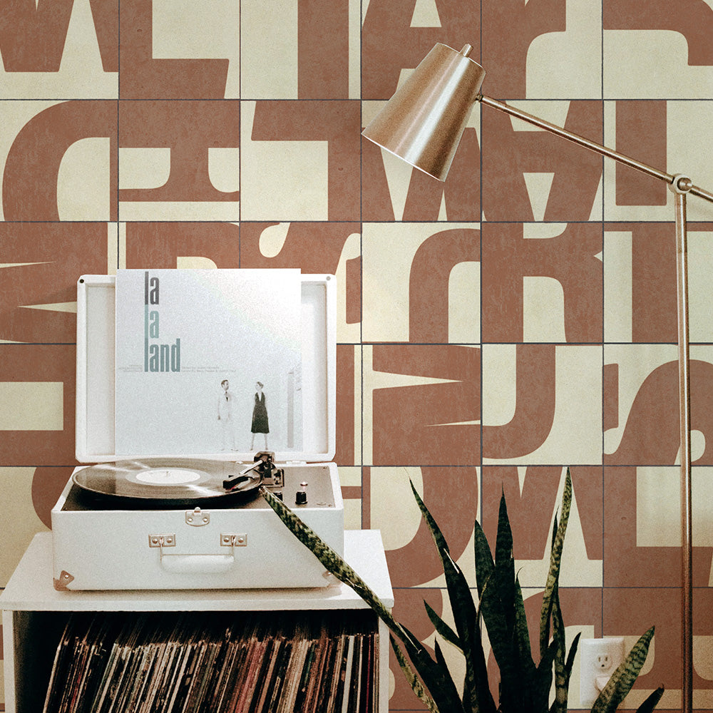 水だけで貼れる壁紙 Hattan ハッタン WALLN レターブロック HLB05 6枚セット