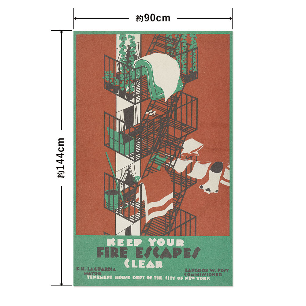 Hattan Art Poster ハッタンアートポスター Keep your fire escapes clear / HP-00474 LLサイズ(90cm×144cm)