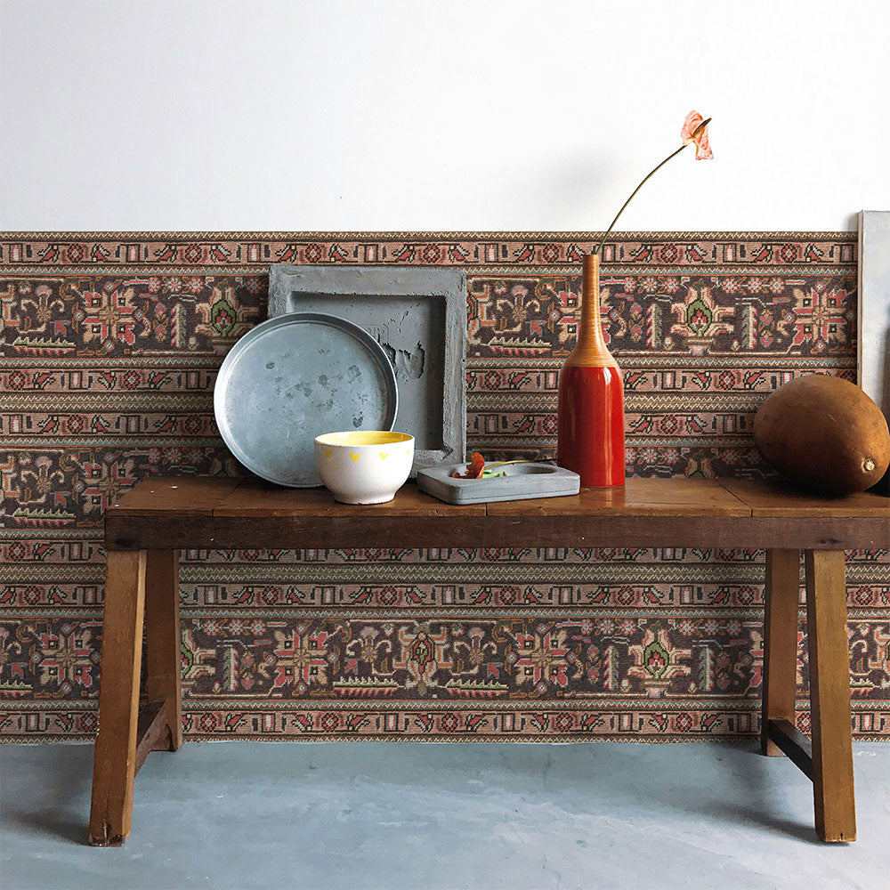 【3本セット】EASY WALL TAPE トライバルラグ/レッド EWT69 イージーウォールテープ（幅23cm×6m）