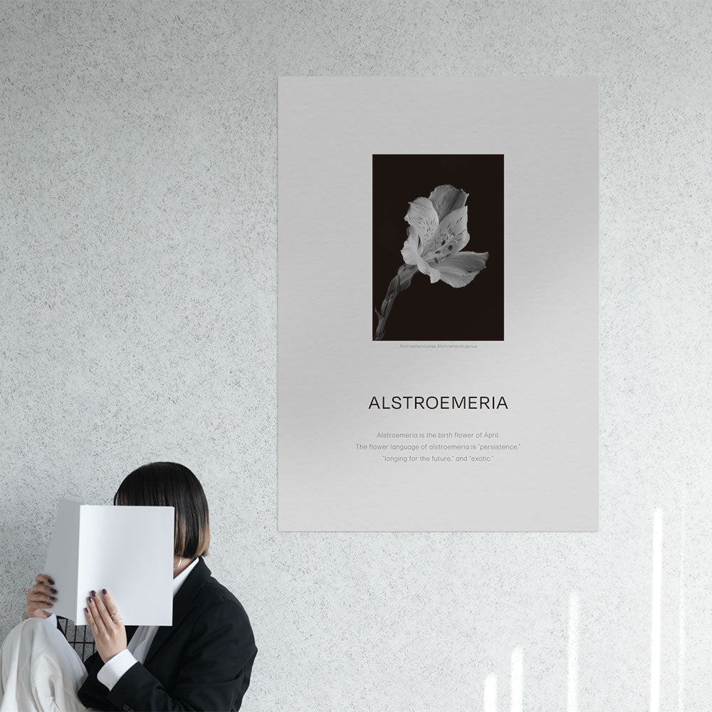 お風呂にも貼れる ポスターステッカー A1サイズ Room No.0 Birthday Art Poster Classy Flower 4月 アルストロメリア MRN-BCF04