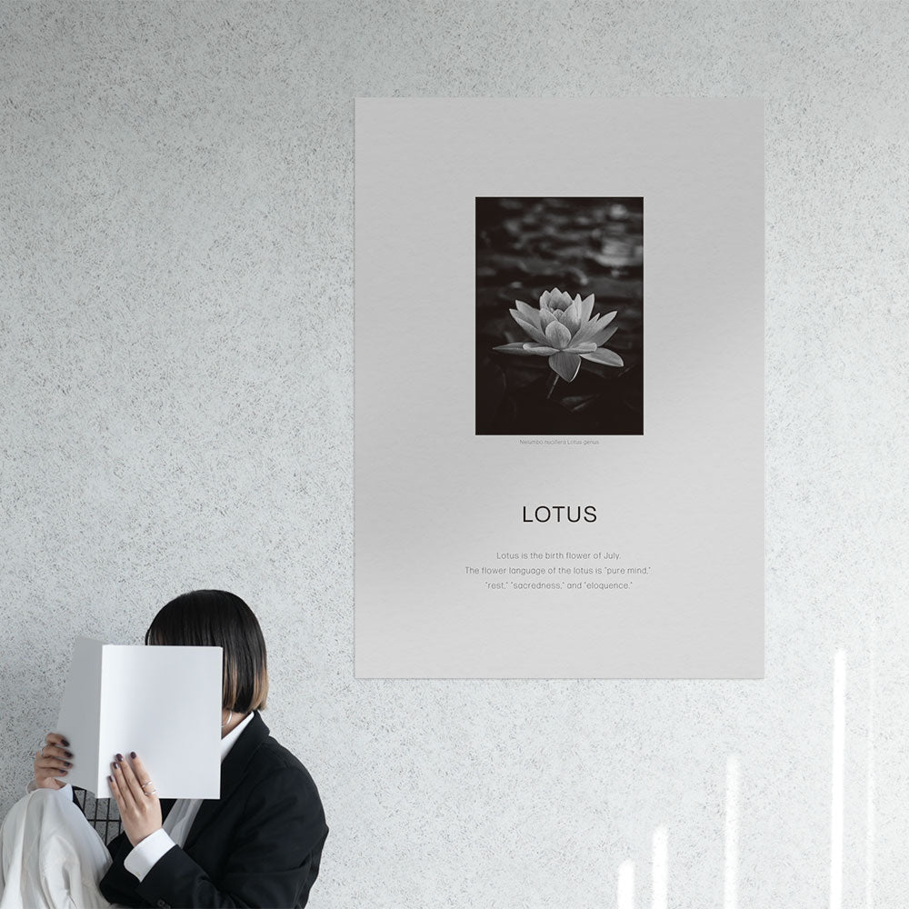 お風呂にも貼れる ポスターステッカー A1サイズ Room No.0 Birthday Art Poster Classy Flower 7月 ロータス MRN-BCF07