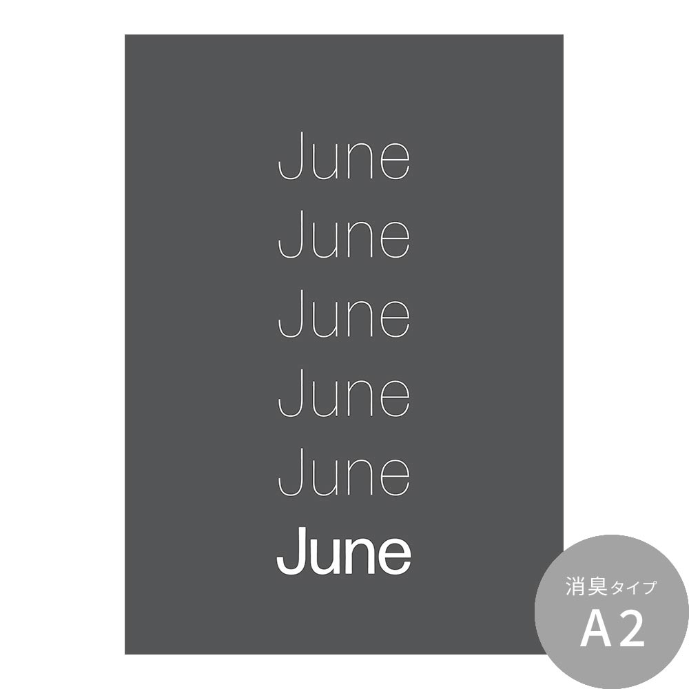 貼ってはがせる 消臭 アートポスター A2サイズ Room No.0 Birthday Art Poster Gray typo 6月 June SRN-BGR06