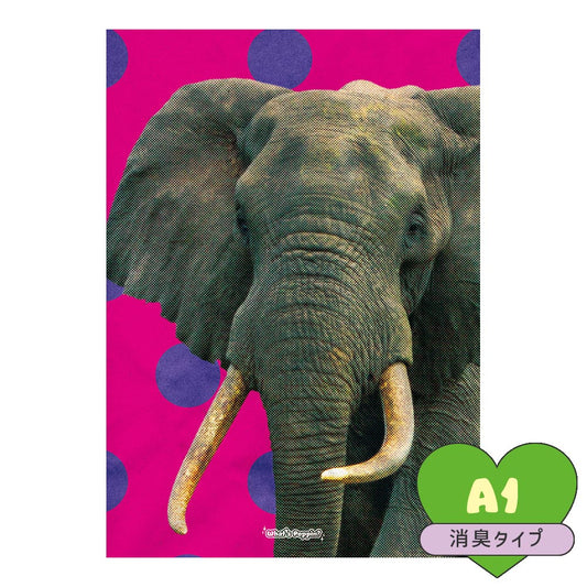 貼ってはがせる 消臭 アートポスター A1サイズ What's poppin? サイケドットアニマル ELEPHANT SWP-AAP07