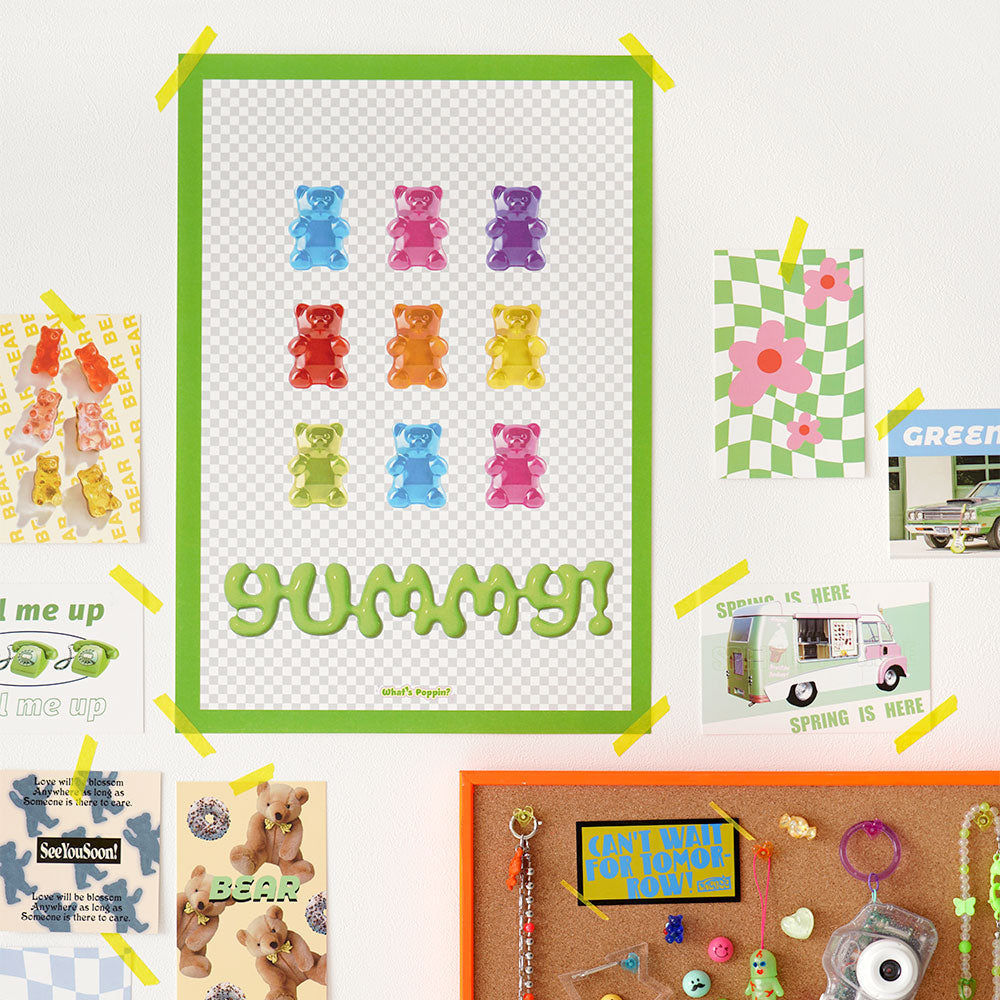 アートポスター のりなし A3サイズ What's poppin? オリジナルデザイン YUMMY! Gummi bear NWP-OAP02