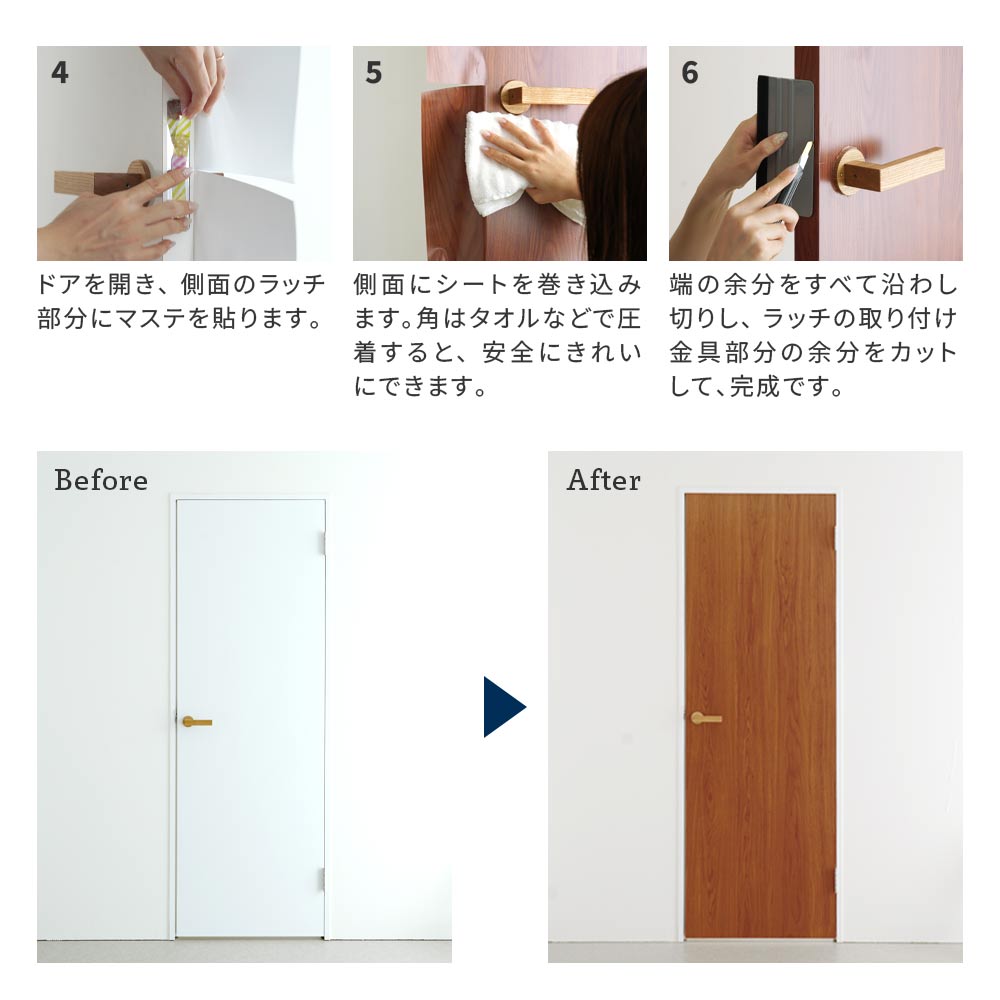 ドア側面の巻き込みと仕上げの手順