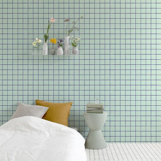 貼ってはがせる シール壁紙 「Hatte me! （ハッテミー）」 リメイクシート スクエアタイル ミックスカラー （65cm×2.6mサイズ） STMC-03 / ミント×パープル