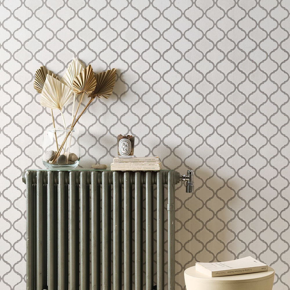 貼ってはがせる シール壁紙 「Hatte me! (ハッテミー)」 リメイクシート ランタンタイル柄  (65cm×1mサイズ)  RMOS-02 グレー目地