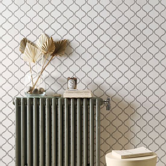 貼ってはがせる シール壁紙 「Hatte me! (ハッテミー)」 リメイクシート ランタンタイル柄  (65cm×1mサイズ)  RMOS-02 グレー目地