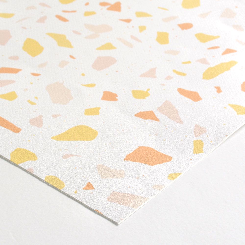 貼ってはがせる 床リメイクシート「Hatte me Floor (ハッテミーフロア)」テラゾー柄 おしゃキッズ(65cm×1mサイズ) FL-TZOK-01 / オレンジシャーベット