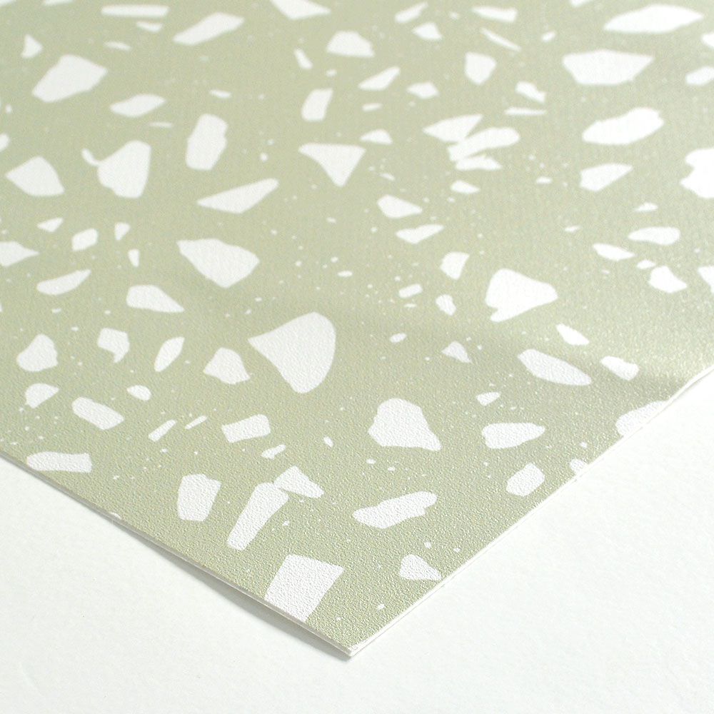 貼ってはがせる 床リメイクシート「Hatte me Floor (ハッテミーフロア)」テラゾー柄 シングルカラー(65cm×1mサイズ) FL-TZSC-04 / セージ