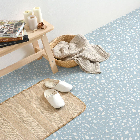 貼ってはがせる 床リメイクシート「Hatte me Floor (ハッテミーフロア)」テラゾー柄 シングルカラー(65cm×3mサイズ) FL-TZSC-05 / スカイ