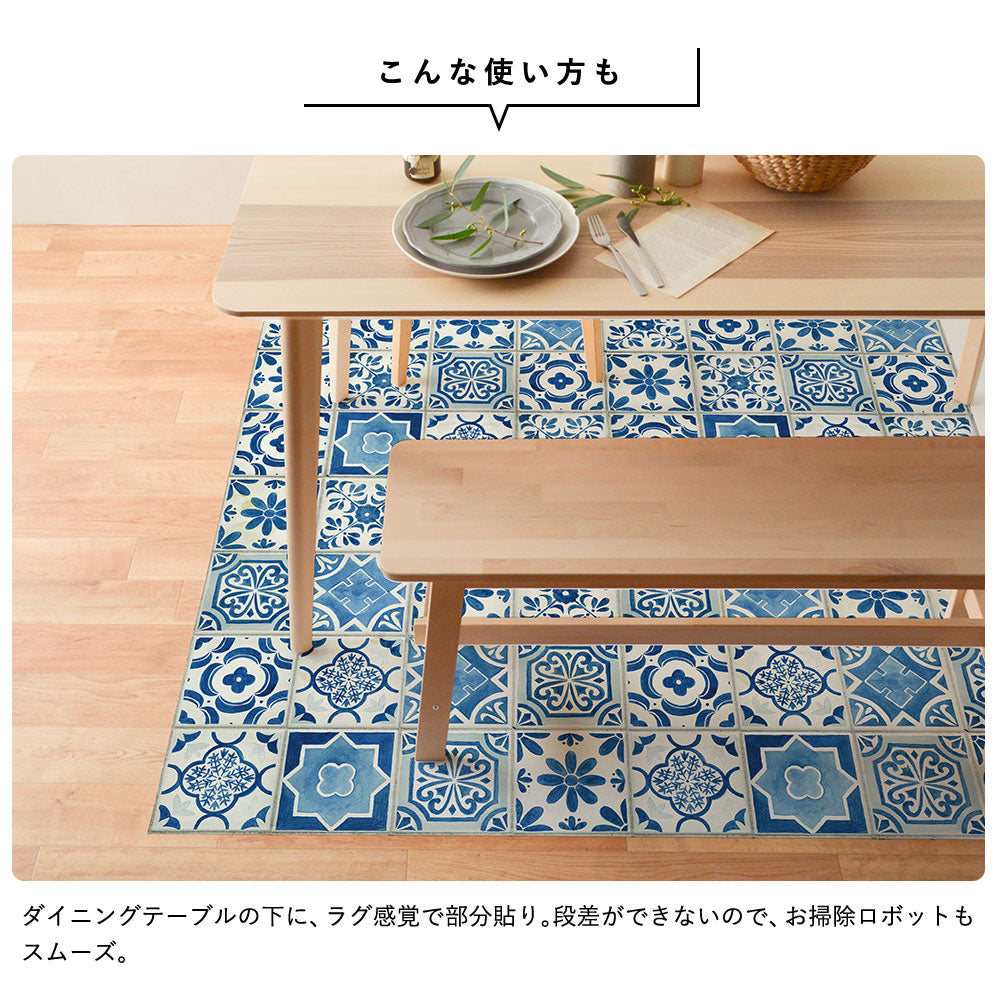 貼ってはがせる 床リメイクシート「Hatte me Floor (ハッテミーフロア)」ランダムタイル柄(65cm×3mサイズ) FL-TILE-06-65x30 ブルーグレー