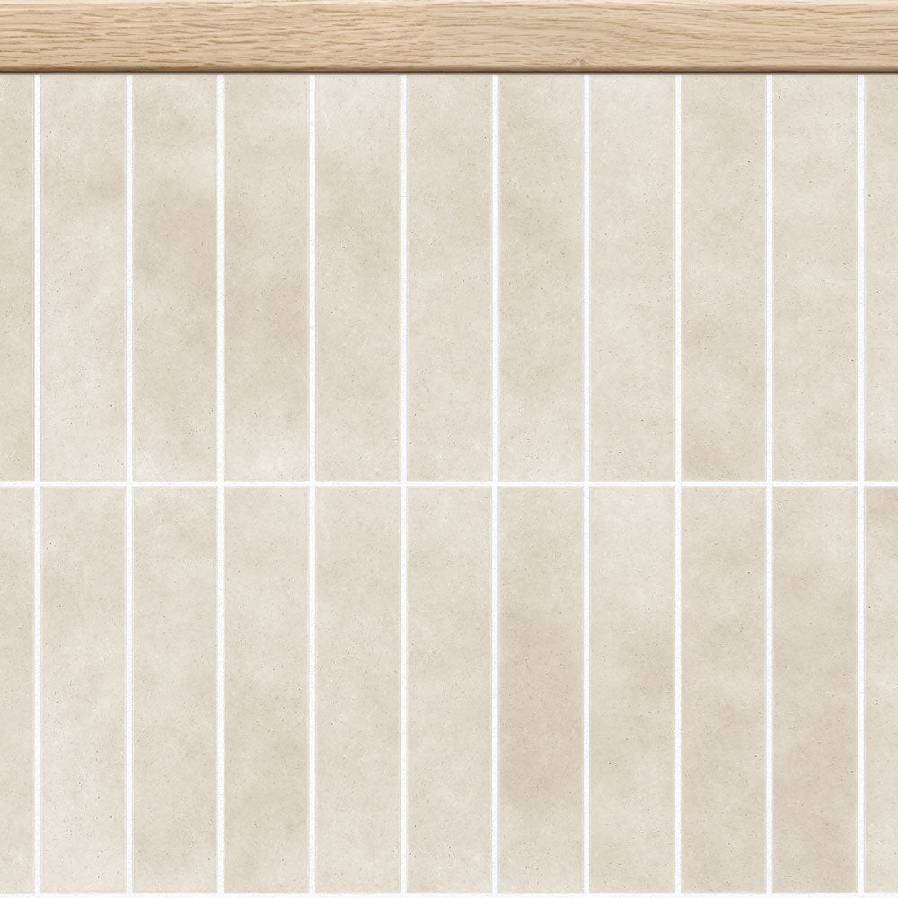 水はね防止シート Unglazed Tile ベージュ MBS-NA04（25cm×1.3m）貼ってはがせる　Hatte me! (ハッテミー)　横長サイズ
