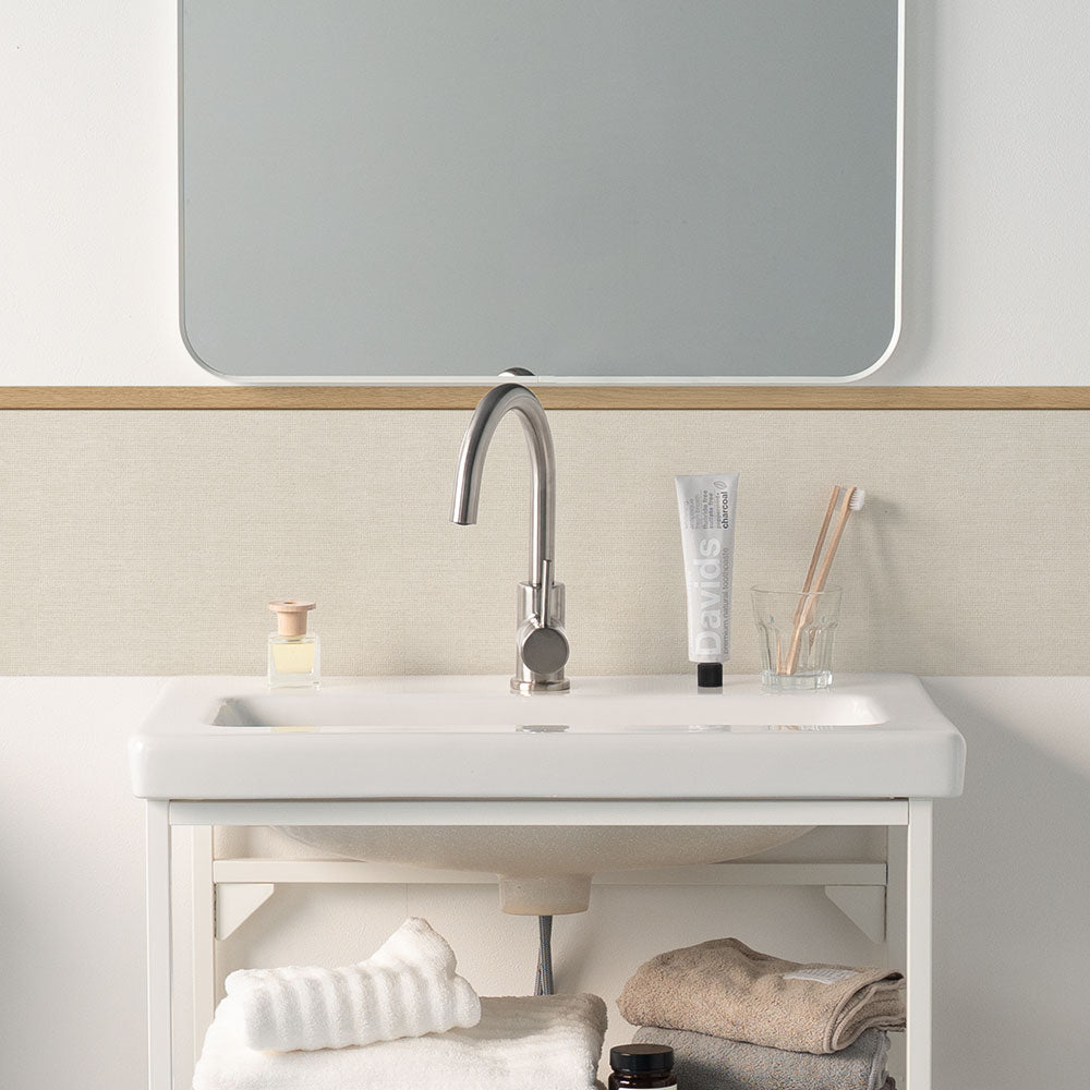 水はね防止シート ファブリック アイボリー MBS-NA05（25cm×1.3m）貼ってはがせる　Hatte me! (ハッテミー)　横長サイズ