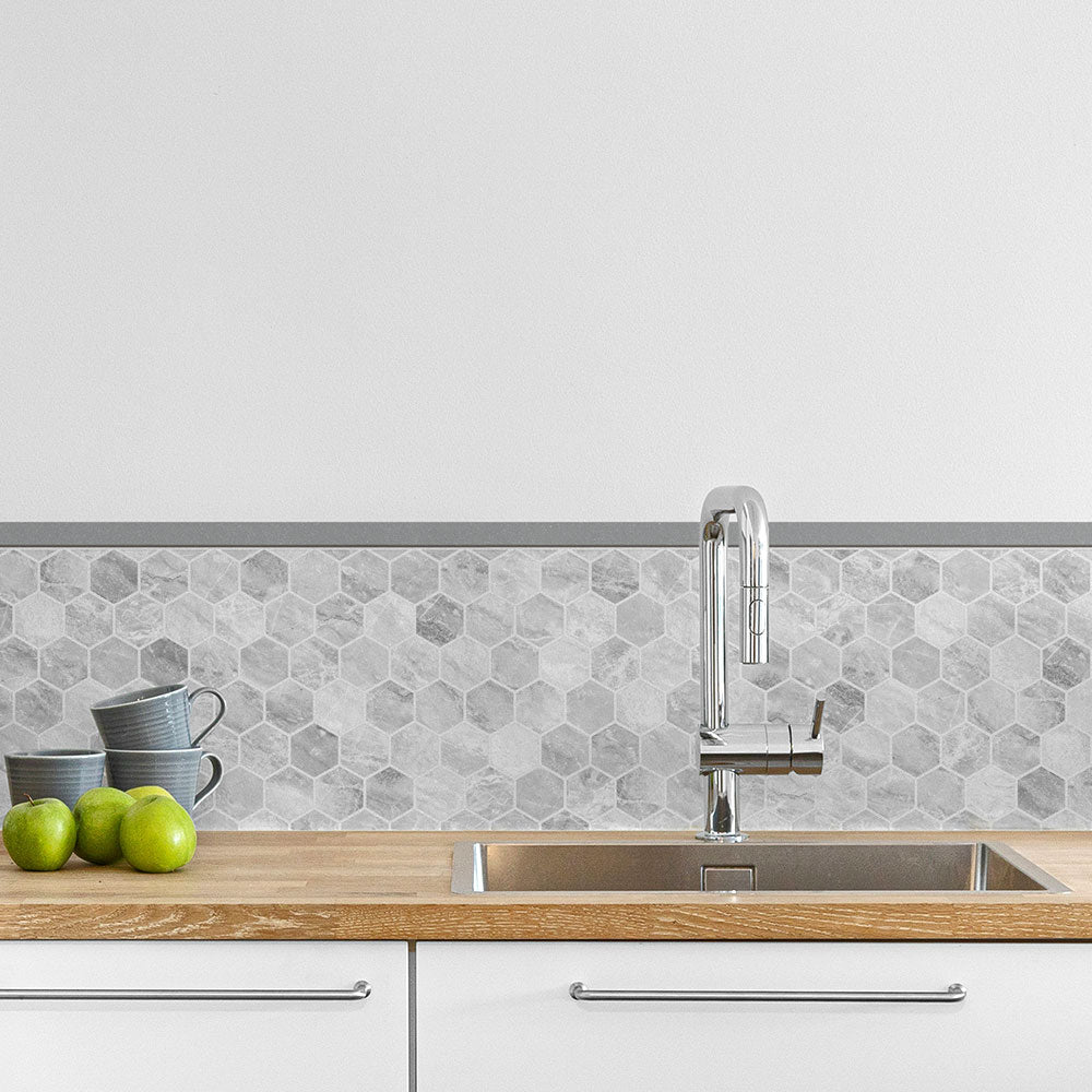 水はね防止シート ヘキサマーブル MBS-NA07（25cm×1.3m）貼ってはがせる　Hatte me! (ハッテミー)　横長サイズ