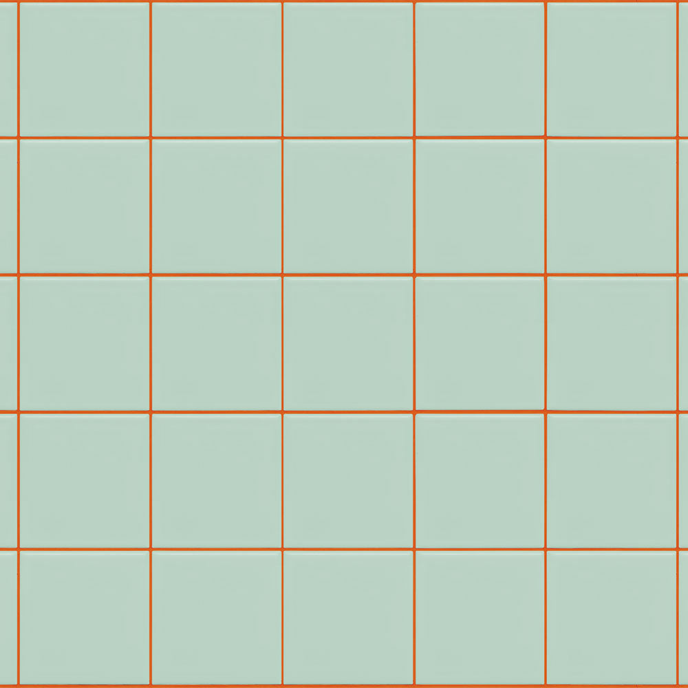 水はね防止シート カラータイル セラドン×オレンジ MBS-PO04（25cm×1.3m）貼ってはがせる　Hatte me! (ハッテミー)　横長サイズ