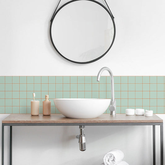 水はね防止シート カラータイル セラドン×オレンジ MBS-PO04（25cm×1.3m）貼ってはがせる　Hatte me! (ハッテミー)　横長サイズ