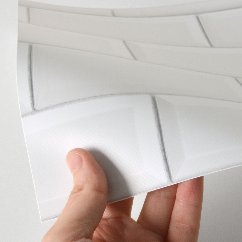 水はね防止シート メトロタイル ホワイト MBS-TL01（25cm×1.3m）貼ってはがせる　Hatte me! (ハッテミー)　横長サイズ