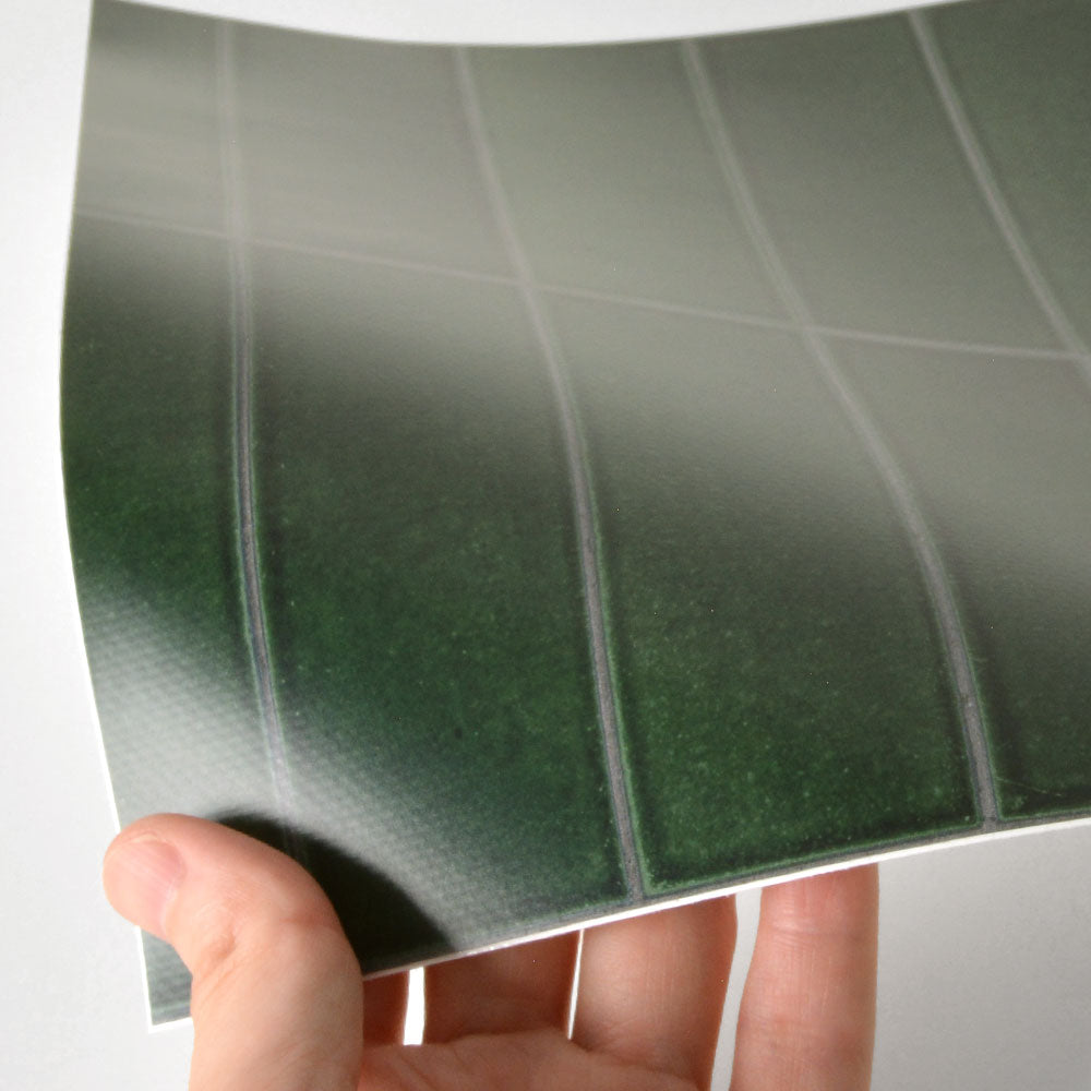 水はね防止シート レトロタイル アルボル グリーン MBS-TL05（25cm×1.3m）貼ってはがせる　Hatte me! (ハッテミー)　横長サイズ