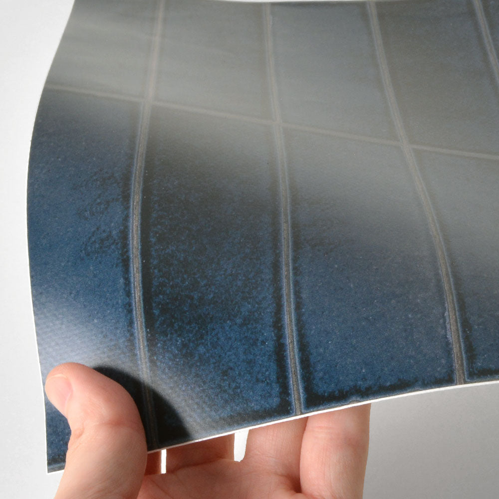 水はね防止シート レトロタイル アルボル ブルー MBS-TL06（25cm×1.3m）貼ってはがせる　Hatte me! (ハッテミー)　横長サイズ