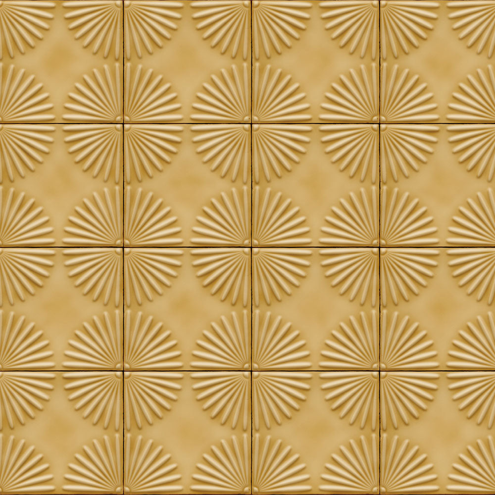 水はね防止シート フラワータイル ハニーイエロー MBS-TL07（25cm×1.3m）貼ってはがせる　Hatte me! (ハッテミー)　横長サイズ