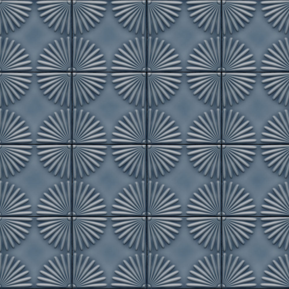 水はね防止シート フラワータイル ブルーグレー MBS-TL08（25cm×1.3m）貼ってはがせる　Hatte me! (ハッテミー)　横長サイズ