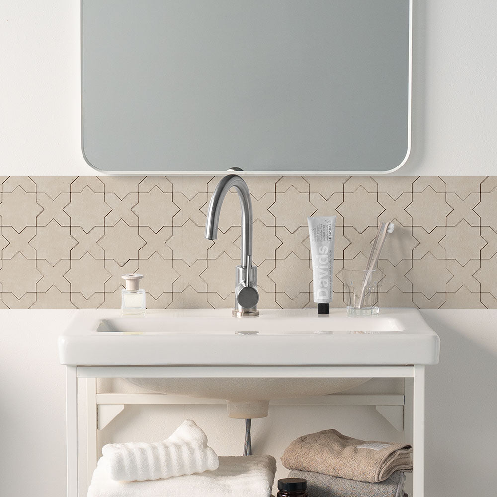 水はね防止シート スタークロス ベージュ MBS-TL09（25cm×1.3m）貼ってはがせる　Hatte me! (ハッテミー)　横長サイズ