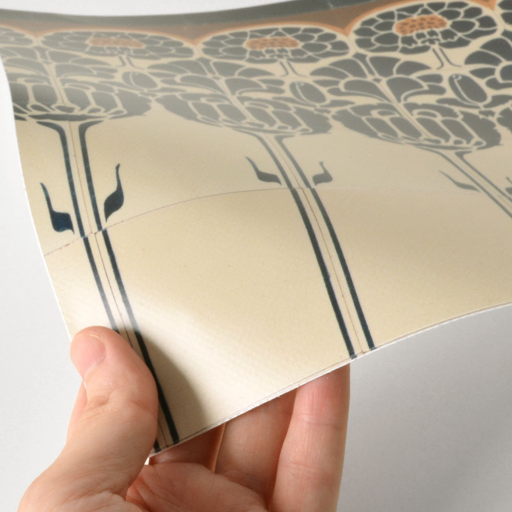 水はね防止シート アールヌーボータイル アズール MBS-VT01（25cm×1.3m）貼ってはがせる　Hatte me! (ハッテミー)　横長サイズ