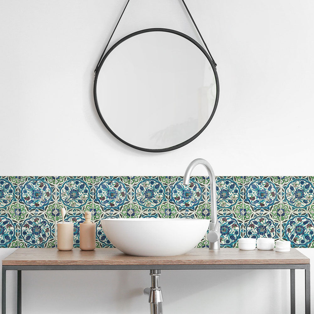 水はね防止シート ヘリテージタイル ラーレ MBS-VT03（25cm×1.3m）貼ってはがせる　Hatte me! (ハッテミー)　横長サイズ