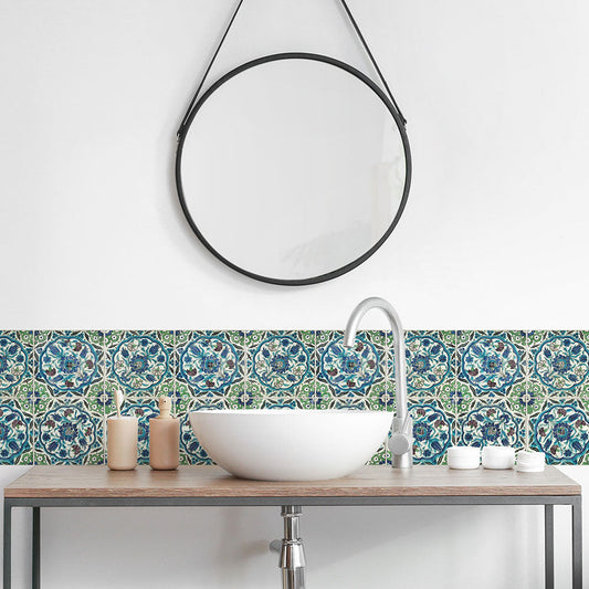 水はね防止シート ヘリテージタイル ラーレ MBS-VT03（25cm×1.3m）貼ってはがせる　Hatte me! (ハッテミー)　横長サイズ