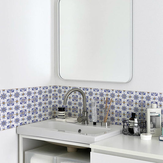 水はね防止シート ヘリテージタイル リリー MBS-VT05（25cm×1.3m）貼ってはがせる　Hatte me! (ハッテミー)　横長サイズ