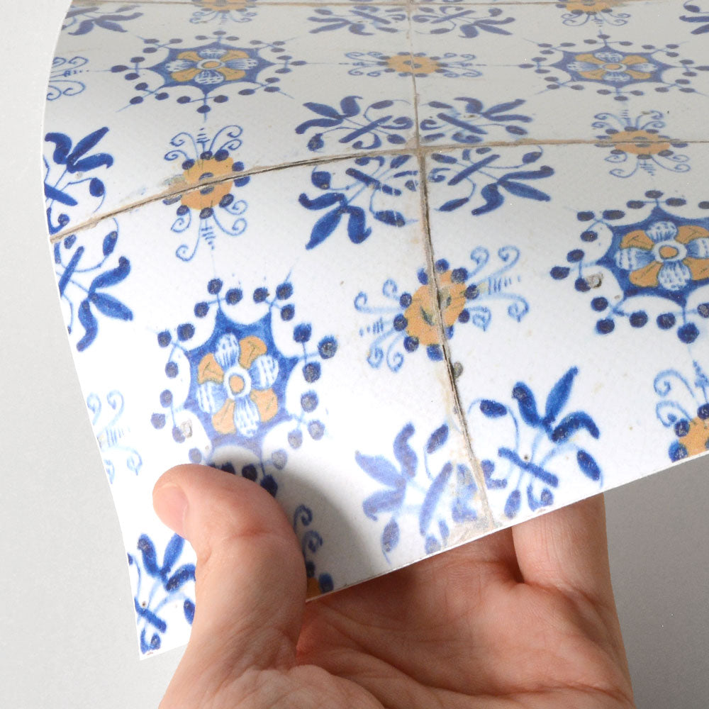 水はね防止シート ヘリテージタイル リリー MBS-VT05（25cm×1.3m）貼ってはがせる　Hatte me! (ハッテミー)　横長サイズ