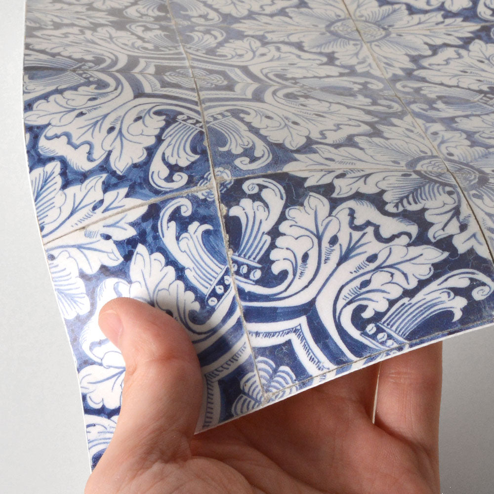 水はね防止シート ヘリテージタイル リーフ MBS-VT06（25cm×1.3m）貼ってはがせる　Hatte me! (ハッテミー)　横長サイズ