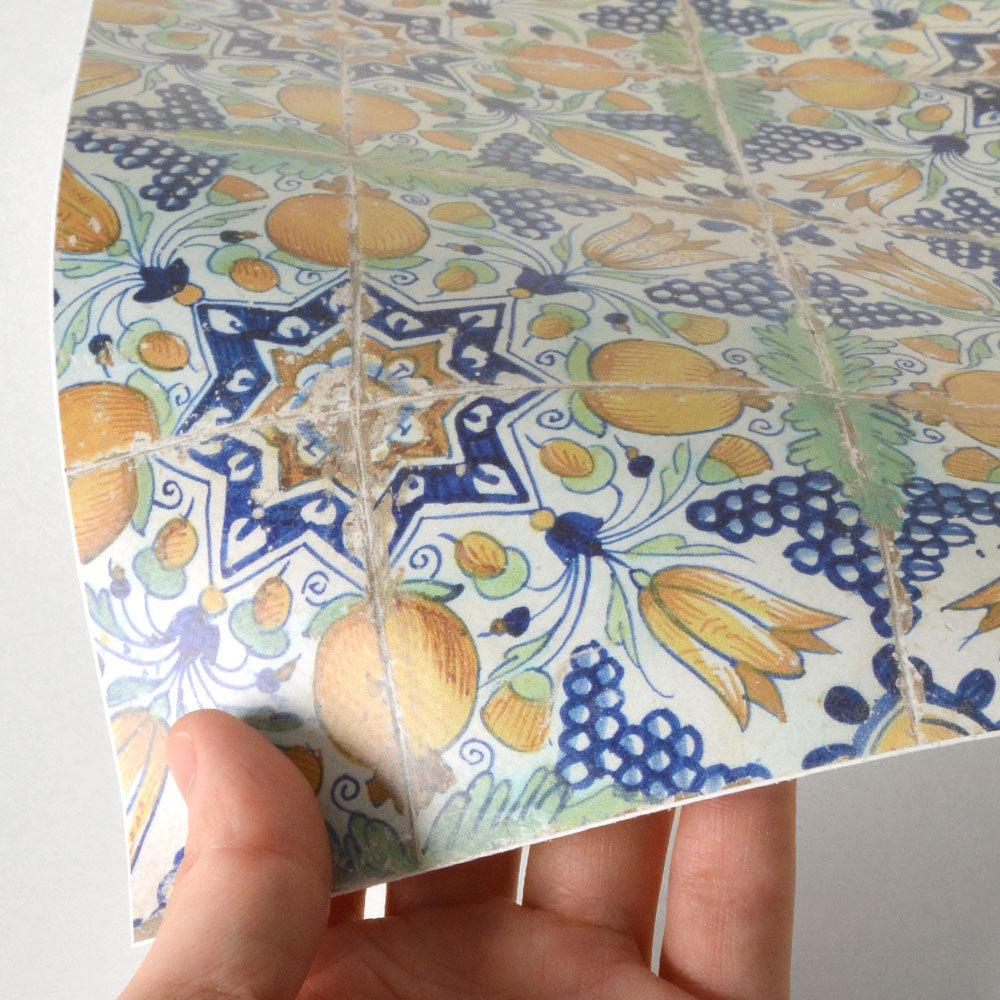 水はね防止シート ヘリテージタイル ザクロ MBS-VT07（25cm×1.3m）貼ってはがせる　Hatte me! (ハッテミー)　横長サイズ