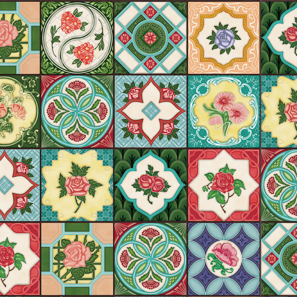 水はね防止シート 台湾マジョリカタイル MBS-VT09（25cm×1.3m）貼ってはがせる　Hatte me! (ハッテミー)　横長サイズ