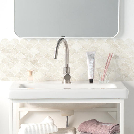 水はね防止シート Mon Sucrier マーメイドタイル サンドベージュ MBS-MS02（25cm×1.3m）