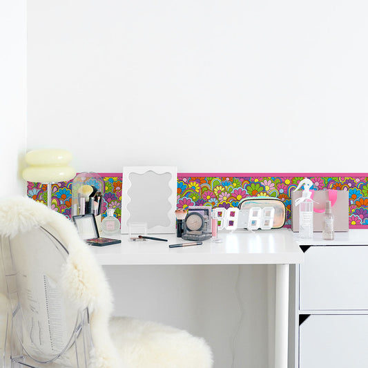 水はね防止シート What's poppin? フラワーグルーヴ ピンク MBS-WP01（25cm×1.3m）