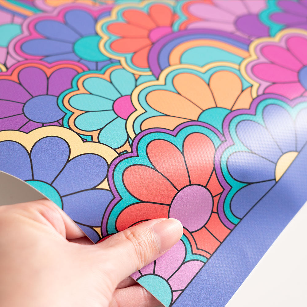 水はね防止シート What's poppin? フラワーグルーヴ パープル MBS-WP04（25cm×1.3m）