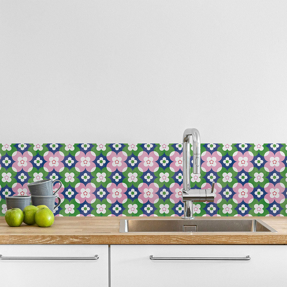 水はね防止シート What's poppin? オリエンタルフラワー MBS-WP06（25cm×1.3m）