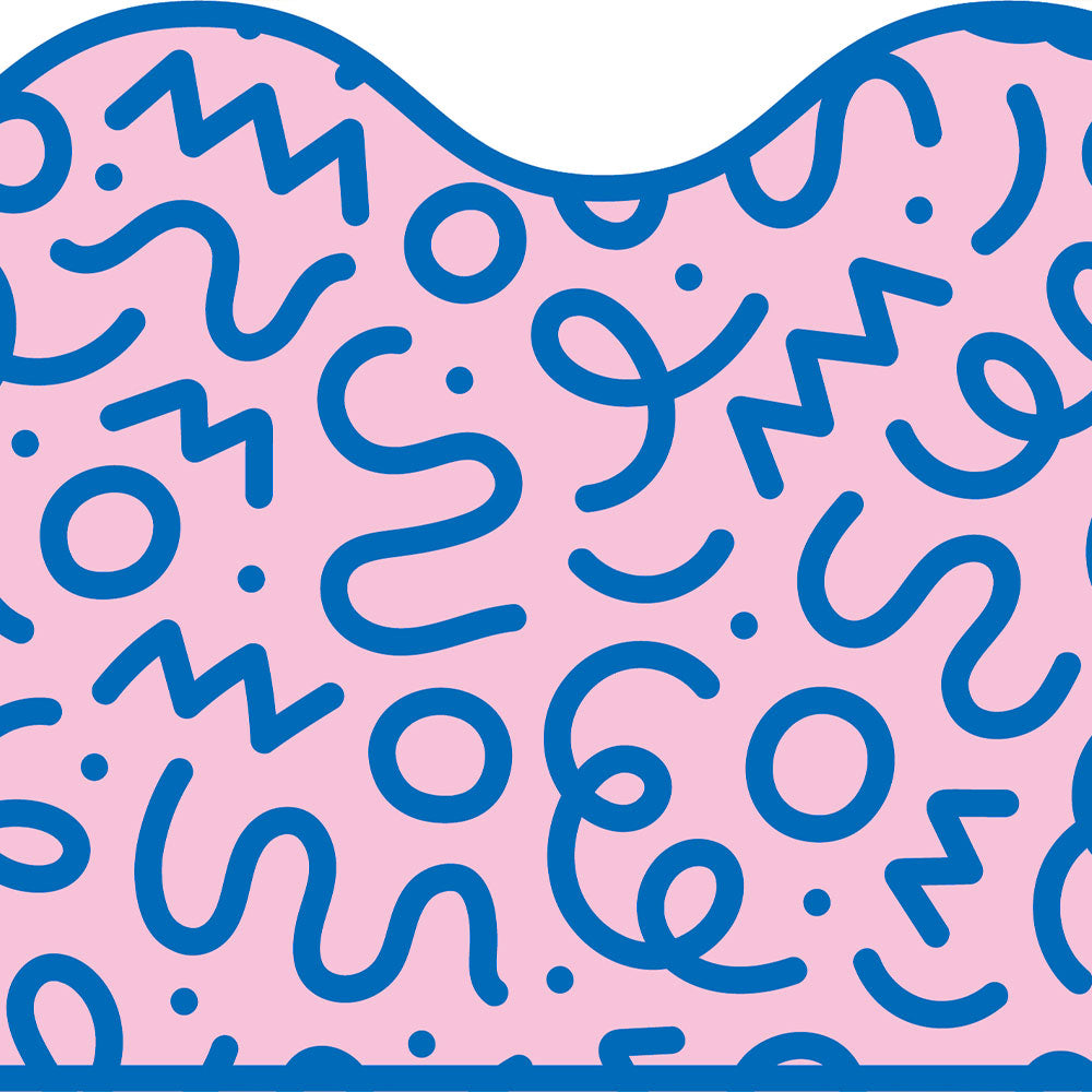 水はね防止シート What's poppin? WIGGLE WAVE ブルー×ピンク MBS-WP08（25cm×1.3m）