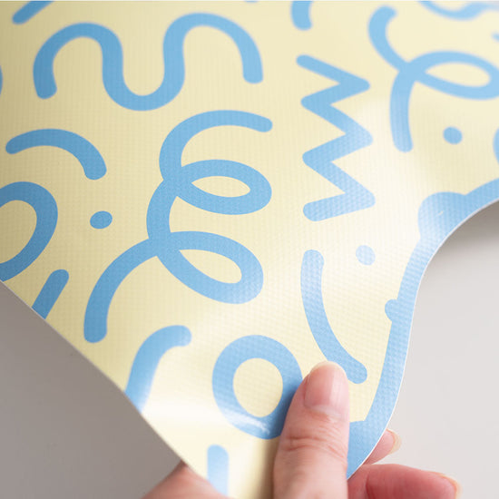 水はね防止シート What's poppin? WIGGLE WAVE スカイ×イエロー MBS-WP09（25cm×1.3m）