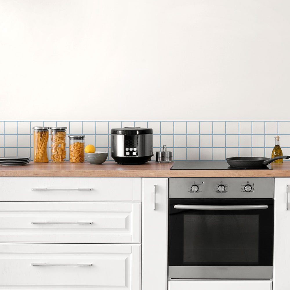 水はね防止シート What's poppin? スクエアタイル ライトブルー MBS-WP15（25cm×1.3m）