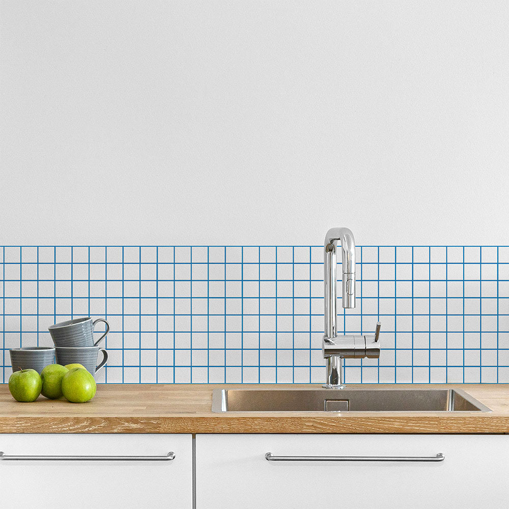 水はね防止シート What's poppin? ミニスクエアタイル ブルー MBS-WP16（25cm×1.3m）