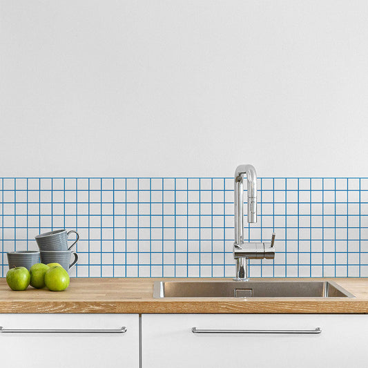 水はね防止シート What's poppin? ミニスクエアタイル ブルー MBS-WP16（25cm×1.3m）