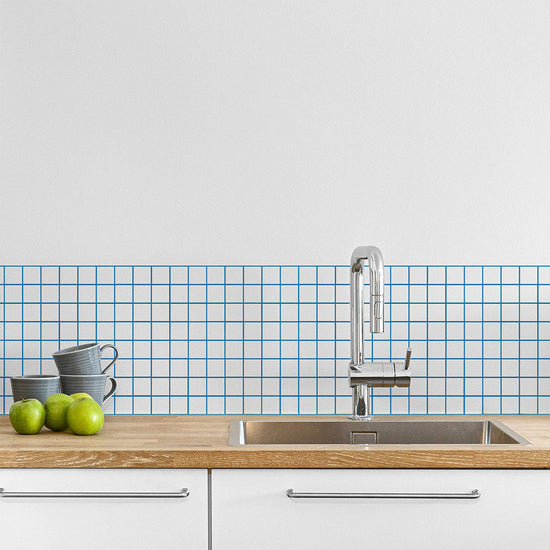 水はね防止シート What's poppin? ミニスクエアタイル ブルー MBS-WP16（25cm×1.3m）