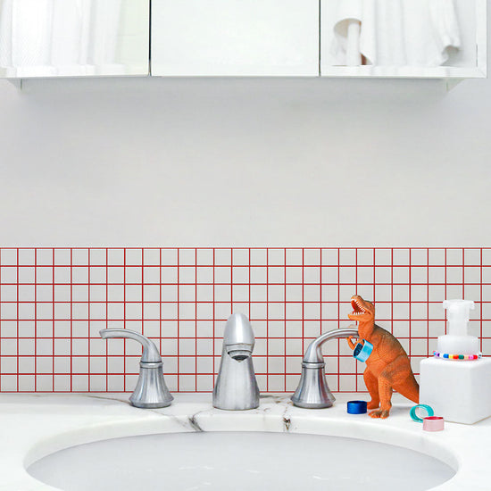水はね防止シート What's poppin? ミニスクエアタイル レッド MBS-WP17（25cm×1.3m）