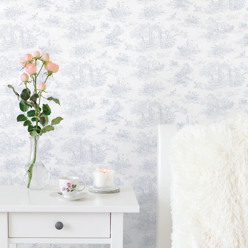 マステ感覚で貼る壁紙 EASY WALL TAPE ガーデントワル/スカイ EMS12 Mon Sucrier イージーウォールテープ （幅23cm×6m）